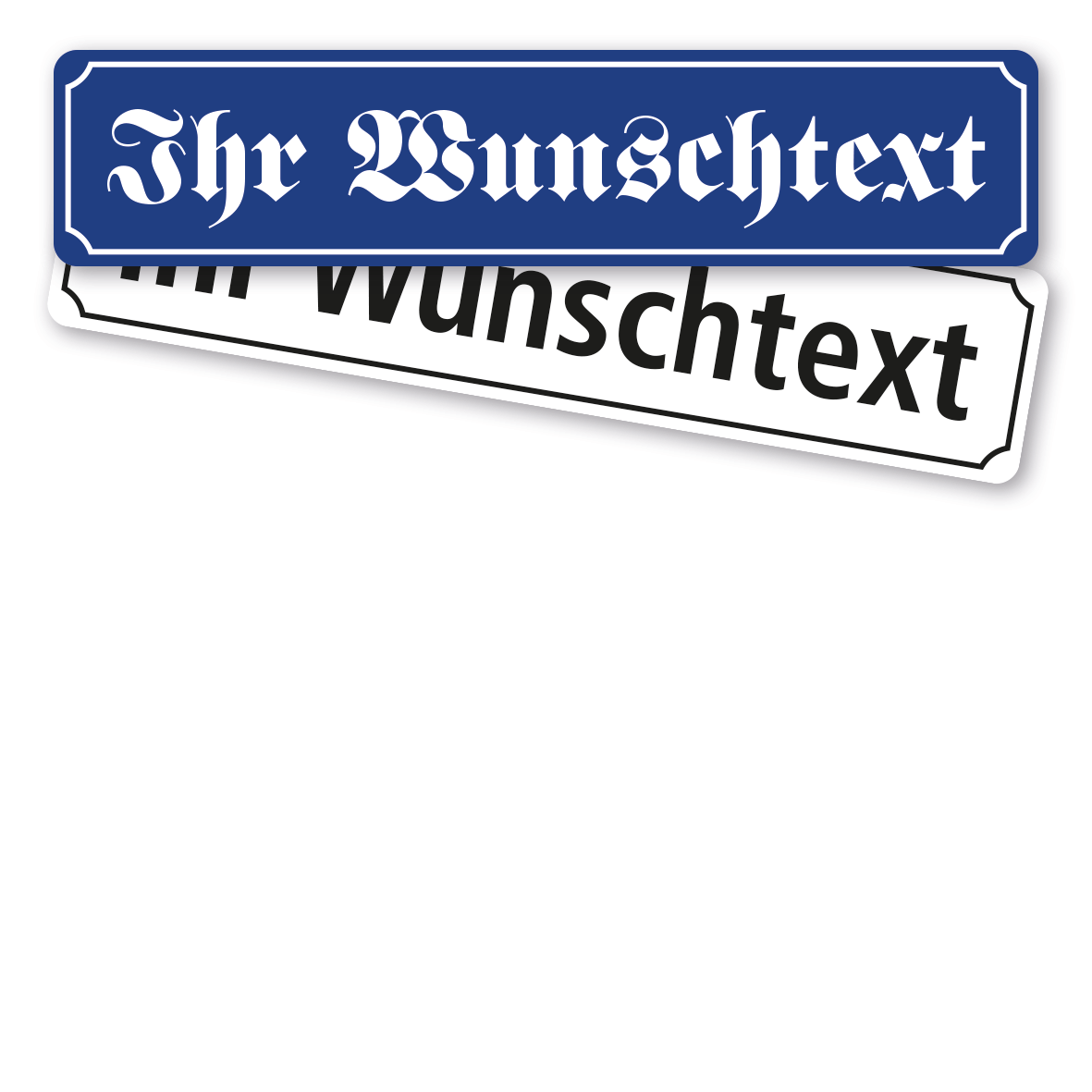 Straßenschild in alter Optik in 4 Varianten nach individueller Textvorgabe