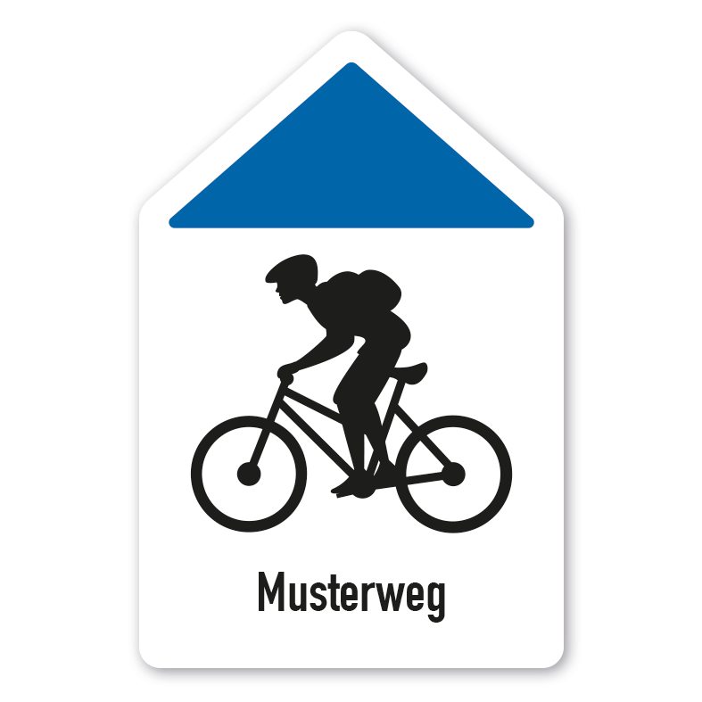Pfeilschild zur Kennzeichnung von Radwegen in 7 Farben mit Wunschtext – geradeaus