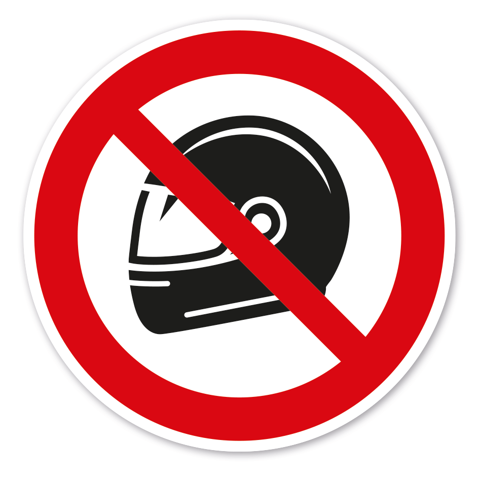 Verbotszeichen Motorradhelm tragen verboten