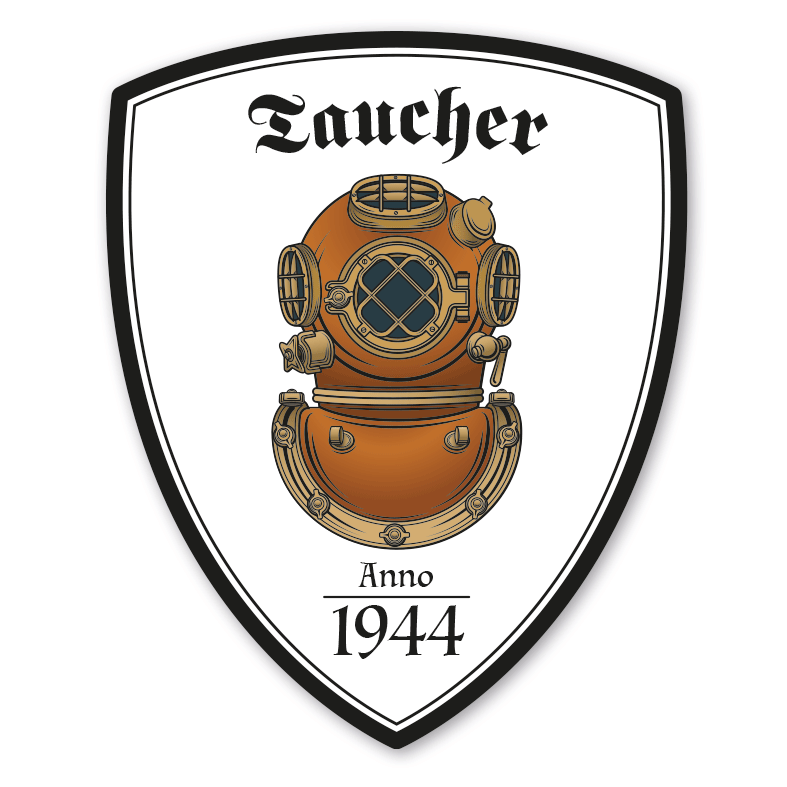 Zunftwappen Taucher mit Zunftnamen, Gründungsjahr oder Ihrem Wunschtext - Maibaumschild - Wappen W
