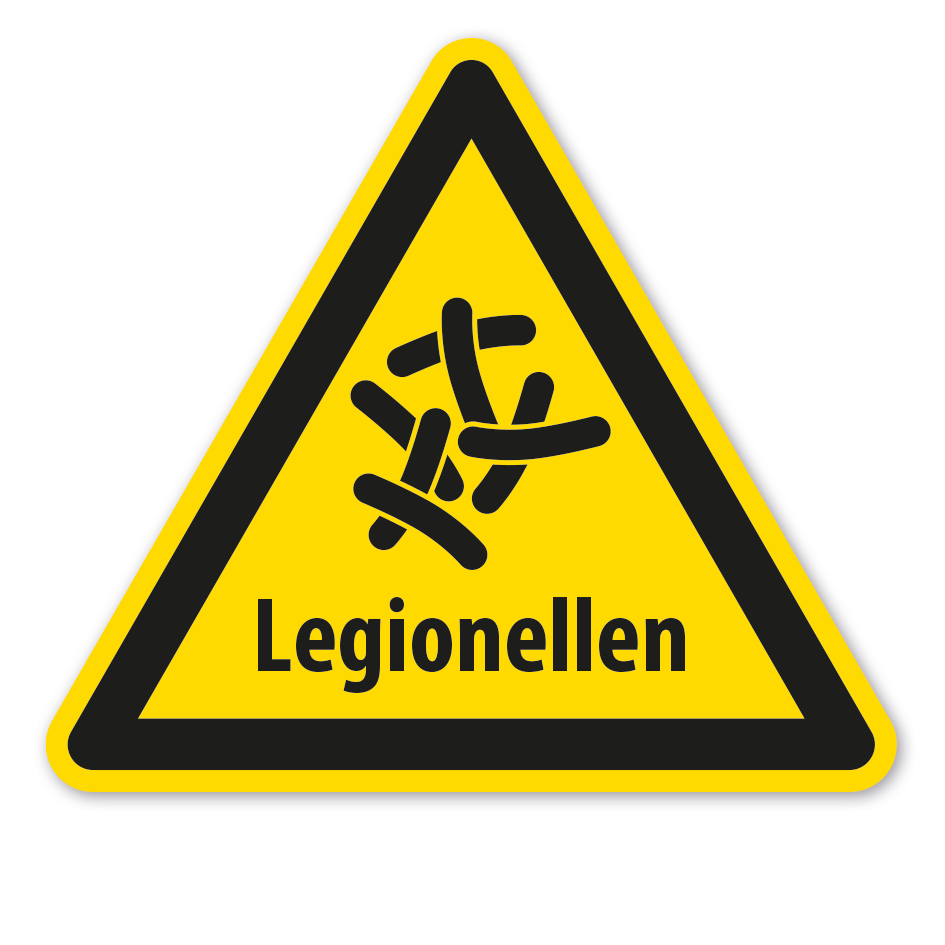 Warnzeichen Achtung Legionellen - mit Text