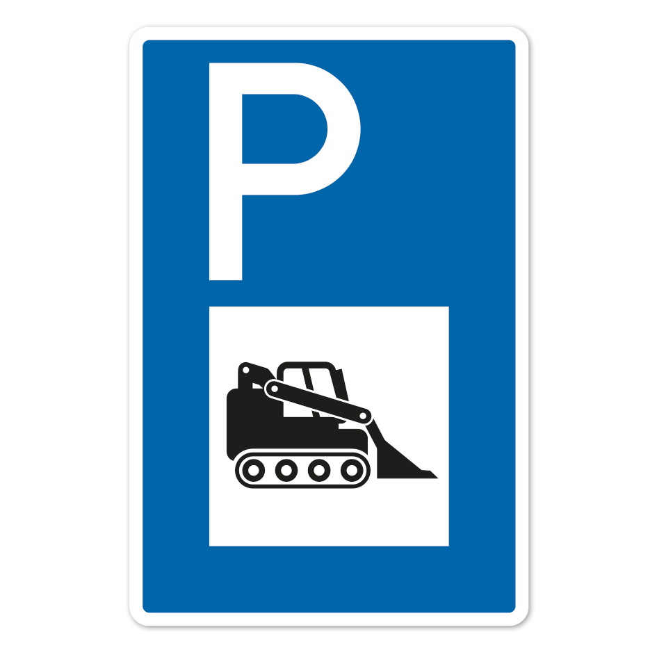 Parkplatzschild Kompakt-Kettenlader-Bagger – mit großem Piktogramm - Verkehrsschild