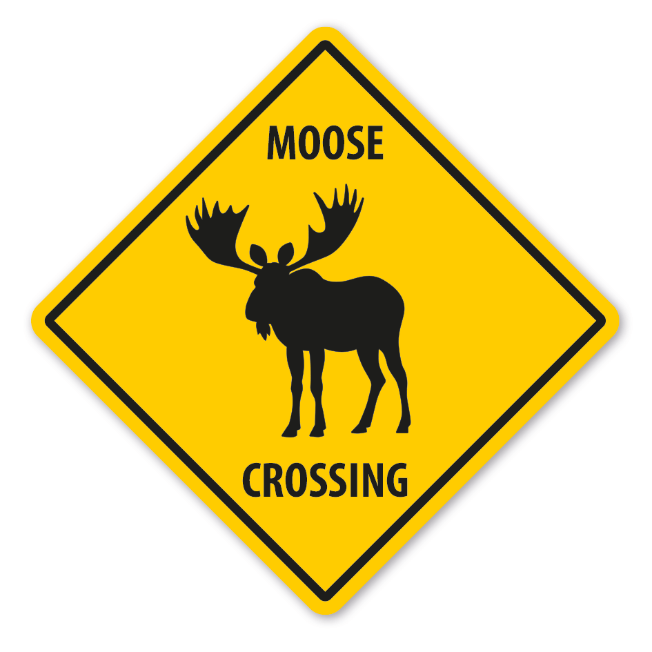 Warnschild Moose (Elch) crossing - mit und ohne Text