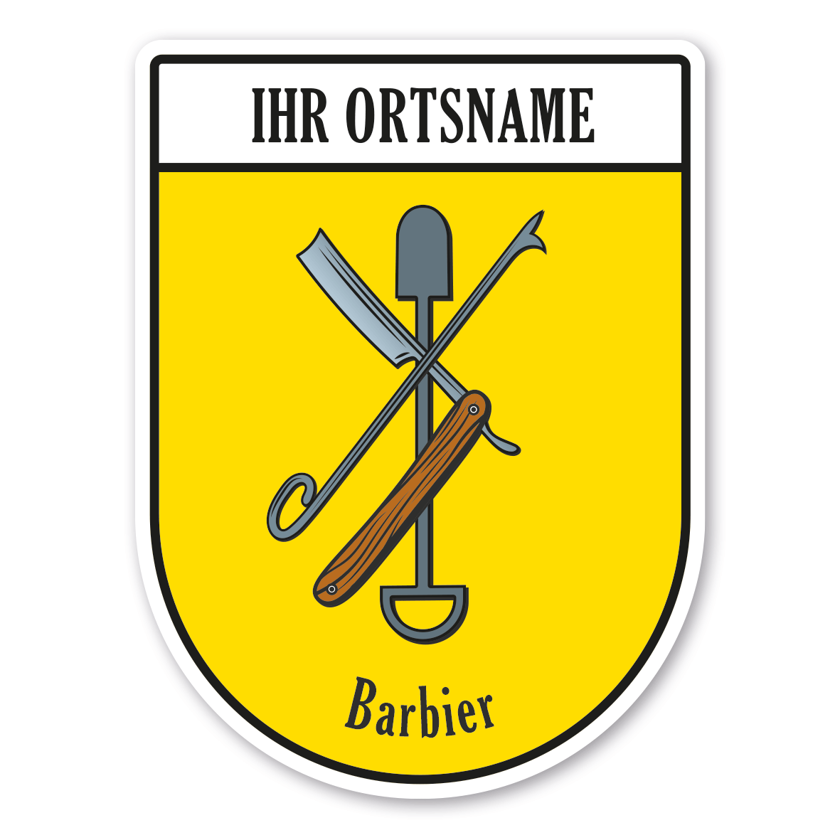 Maibaumschild / Zunftwappen Barbier mit Zunftnamen, Ortsnamen oder Ihrem Wunschtext - Wappen BL