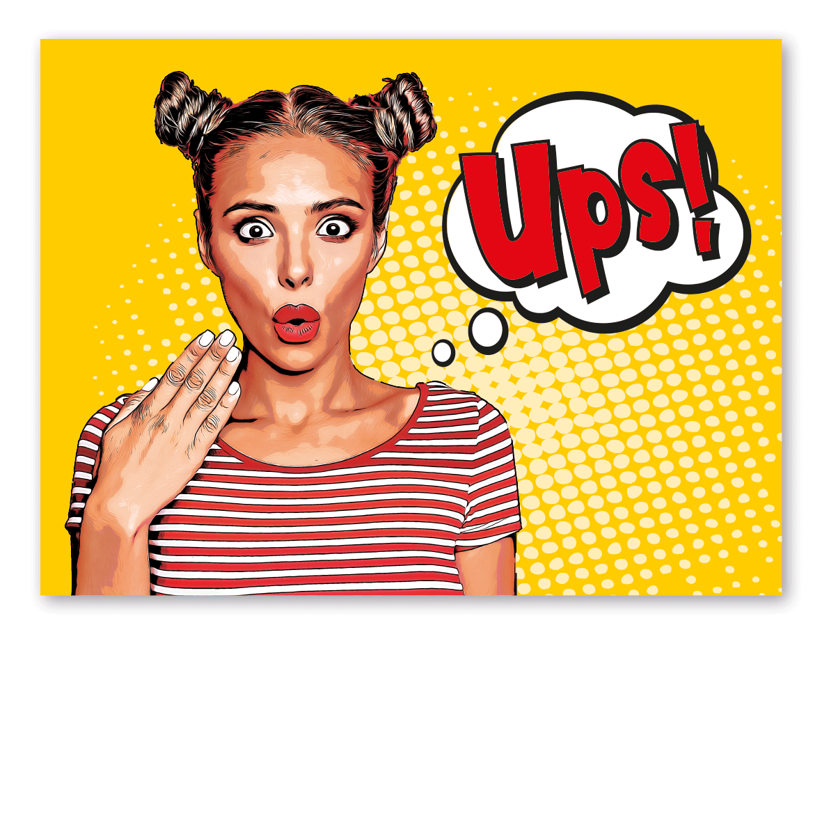 Ihr Photo (Portrait) mit Textblase als hochwertiges Schild in Comic - Pop Art-Ausführung in 6 Varianten