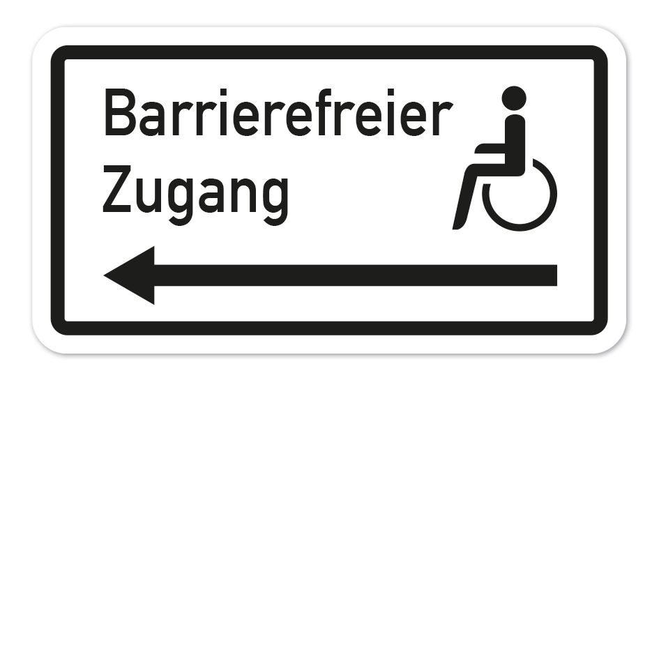 Zusatzzeichen Barrierefreier Zugang - linksweisend - VZ-105
